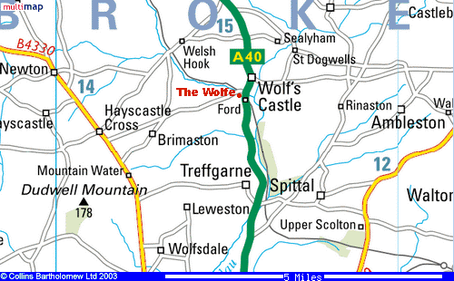 Map of the area around Wolf's Castle